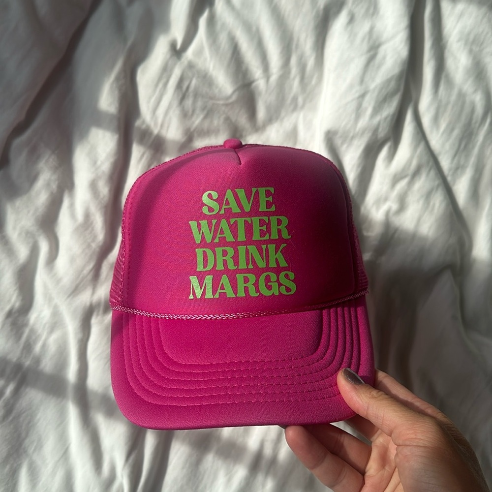 PERFECT CONDITION | Pink “Save water drink margs” trucker hat